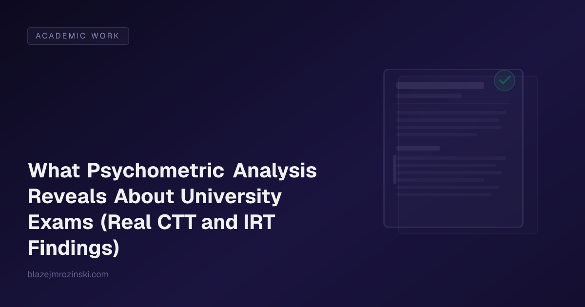 What Psychometric Analysis Reveals About University Exams (Real CTT and IRT Findings)